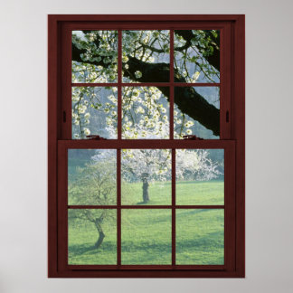 Bildfenster Landschaft - Kirschblüten Poster