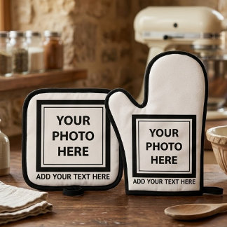 Bildfoto & Text hochladen – Anpassen Ofenhandschuh & Topflappen-Set