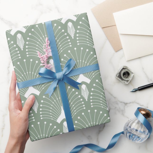 Bildgrün-weiß-Deko-Muster Geschenkpapier (Schenken)