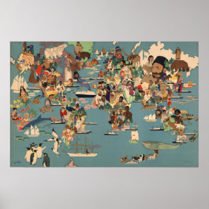 Bildhafte Karte der Welt Poster