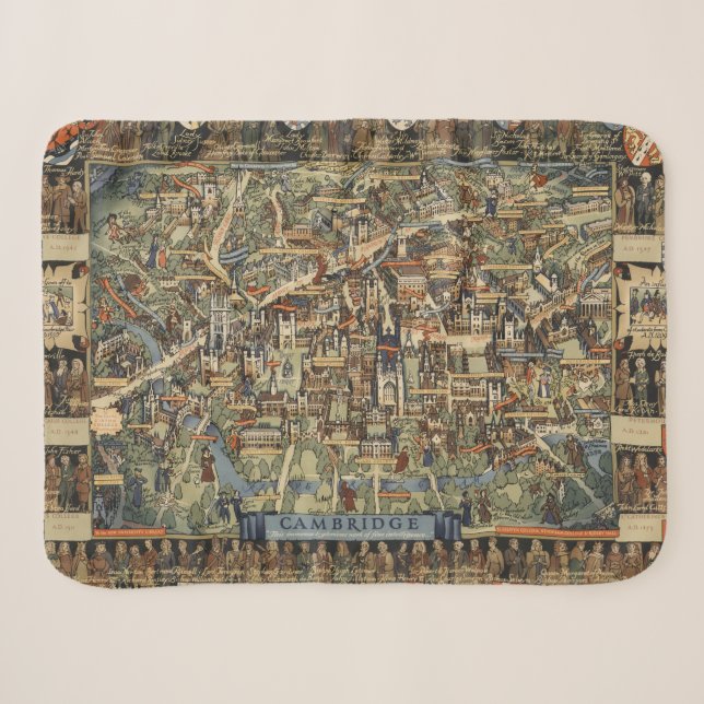 Bildhafte Karte von Cambridge, England Sherpadecke (Vorderseite (Horizontal))
