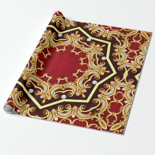 Bildhintergrund mit Perle und Gold Geschenkpapier