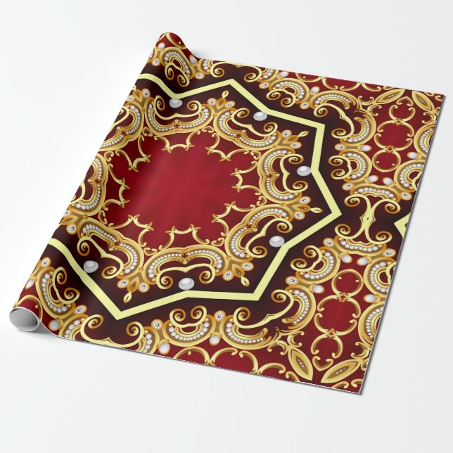 Bildhintergrund mit Perle und Gold Geschenkpapier (Ungerollt)