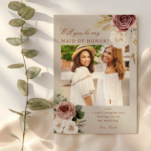 Bildkarte für Fall-Floral-Trauzeugin Einladung