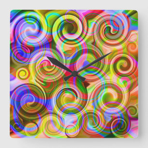 Bildlauf Pastell geometrisch abstrakt   Quadratische Wanduhr