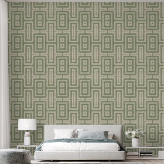 Bildschirmgrün und Beige MCM Modern Print Tapete