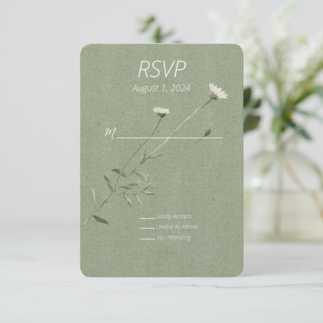 Bildschirmgrüne und eine Single-Antwortkarte RSVP Karte (Stehend Vorderseite)