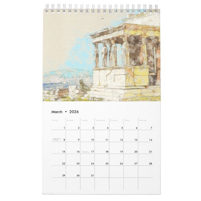 Bildskizze von Griechenland Kalender (Mär 2026)