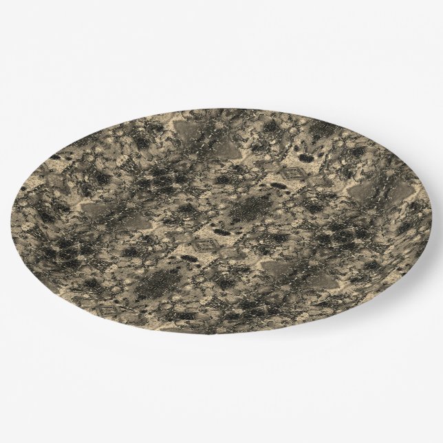 Bildspiegelung mit Velours, klassisch beige Pappteller (Schrägansicht)