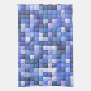 Bildspielpixel blaues Quadrat Muster Geschirrtuch