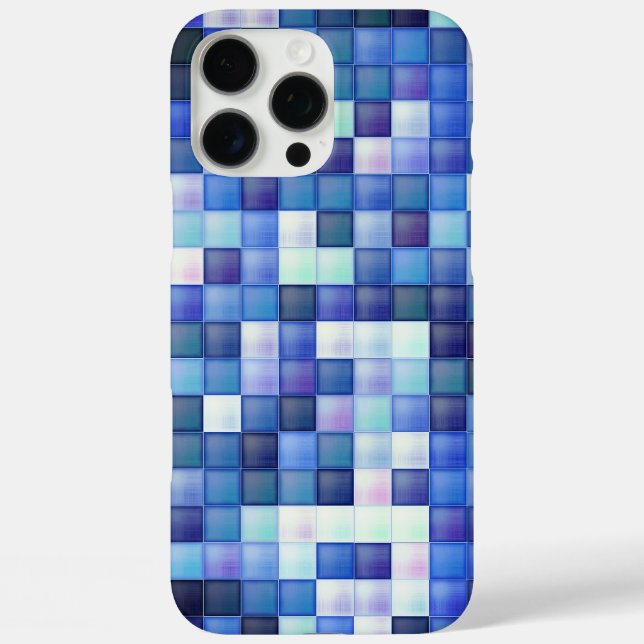 Bildspielpixel blaues Quadrat Muster iPhone 16 Pro Max Hülle (Rückseite)