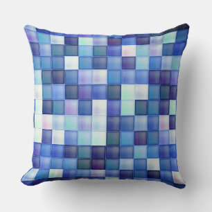 Bildspielpixel blaues Quadrat Muster Kissen