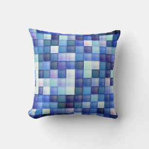 Bildspielpixel blaues Quadrat Muster Kissen