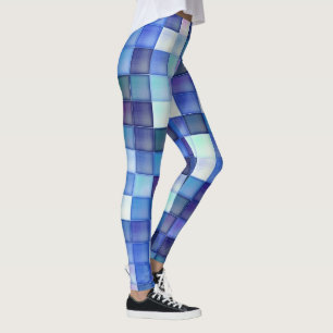 Bildspielpixel blaues Quadrat Muster Leggings