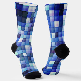 Bildspielpixel blaues Quadrat Muster Socken