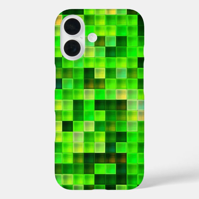 Bildspielpixel Grünes Quadrat Muster iPhone 16 Hülle (Rückseite)