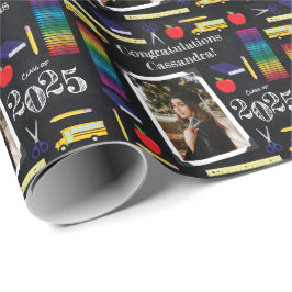 Bildung Abschluss Chalkboard Portrait Geschenkpapier