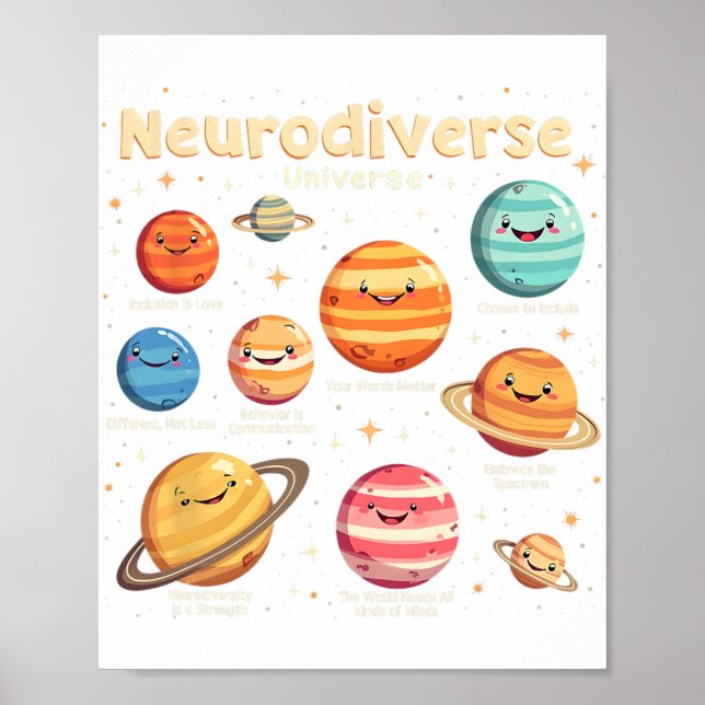 Bildung Autismus-Bewusstsein Neurodiverses Univers Poster (Vorne)