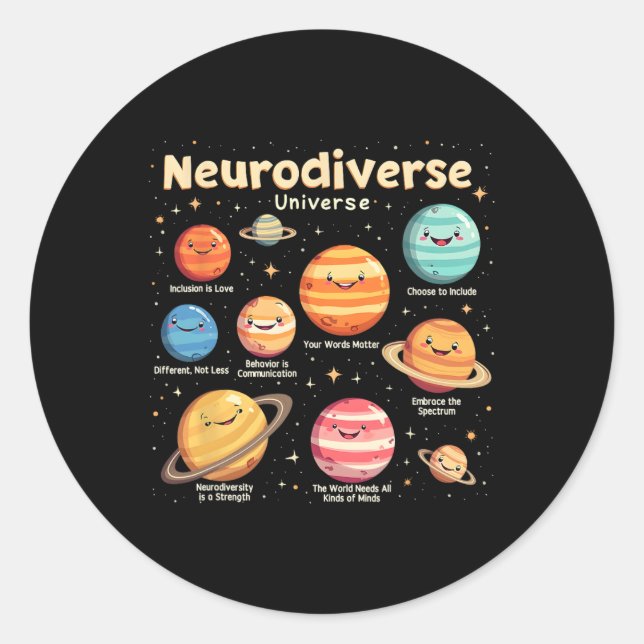 Bildung Autismus Bewusstsein Neurodiverses Univers Runder Aufkleber (Vorderseite)