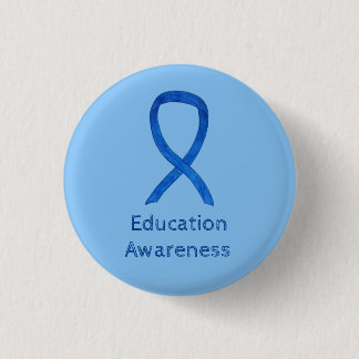 Bildung Blue Awareness Ribbon Art Custom Button
