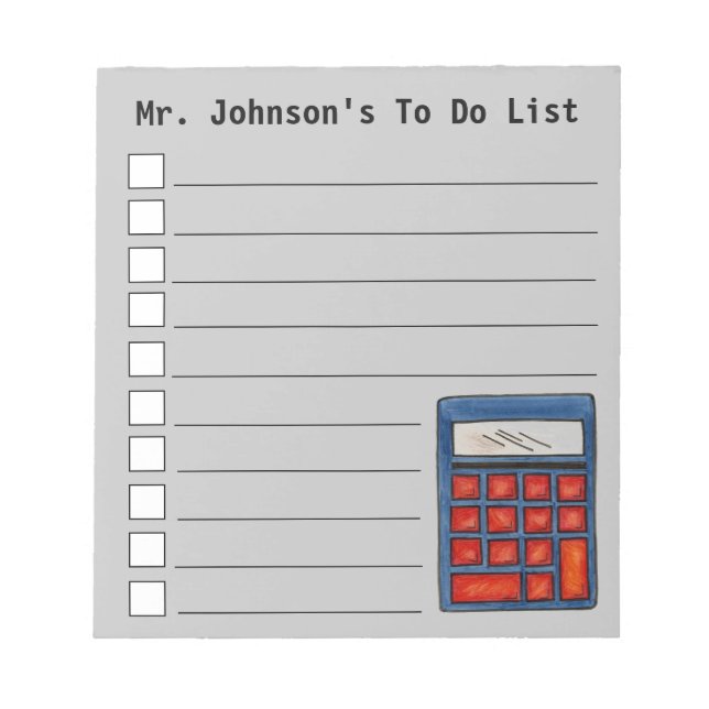 Bildung des Mathematiklehrers in der Schule Notizblock (Vorderseite)