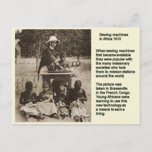 Bildung, Geschichte, Nähmaschine in Afrika 1910 Postkarte