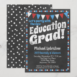 Bildung Graduation Party Einladung Red Blue