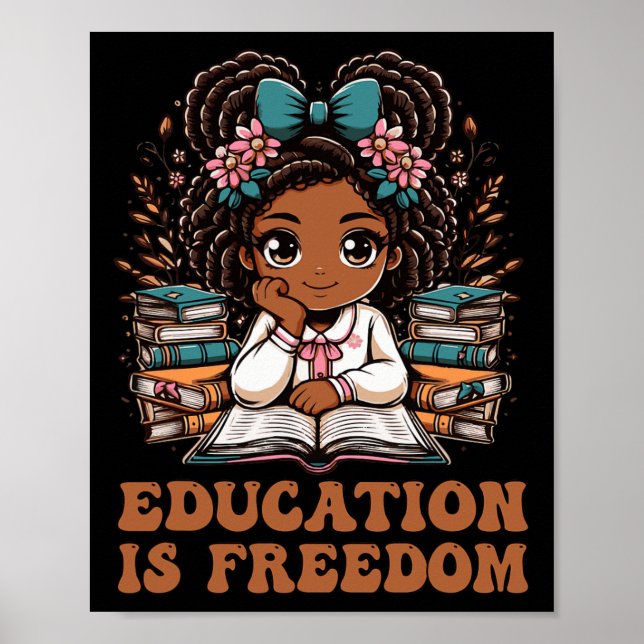 Bildung Ist Freiheit Buchleser Black History Month Poster (Vorne)