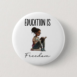 Bildung ist Freiheit Schwarze Lehrer Bücher Schwar Button