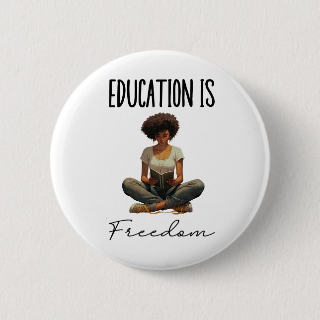 Bildung ist Freiheit Schwarze Lehrer Bücher Schwar Button (Vorderseite)