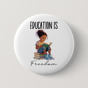 Bildung ist Freiheit Schwarze Lehrer Bücher Schwar Button