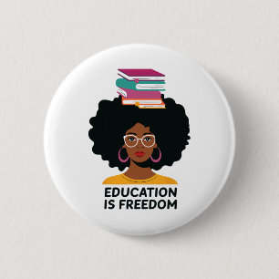 Bildung ist Freiheit Schwarze Lehrer Bücher Schwar Button