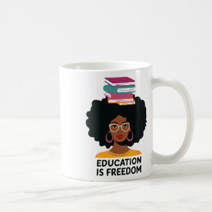 Bildung ist Freiheit Schwarze Lehrerbücher Schwarz Kaffeetasse