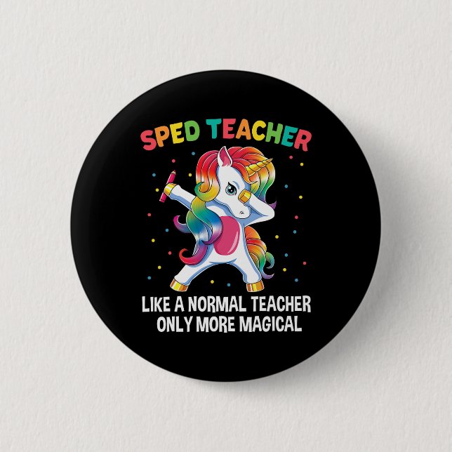 Bildung-Lehrer, der Unicorn auf Button (Vorderseite)