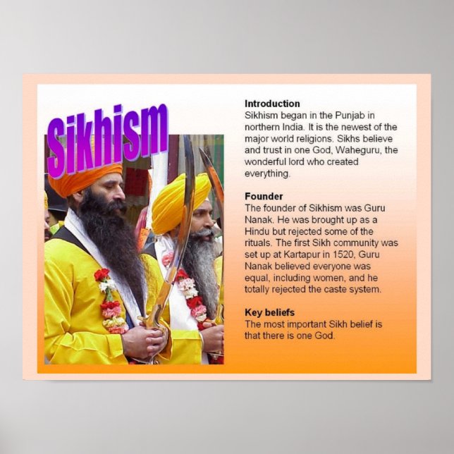Bildung, Religion, Sikhismus Schlüsselglauben Poster (Vorne)