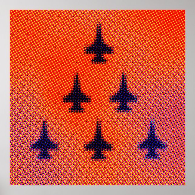 Bildung von F16s in Orange. Pop Art Poster (Vorne)