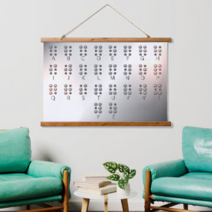 Bildung Wall Kunst mit Braille Alphabet Wandteppich Mit Holzrahmen