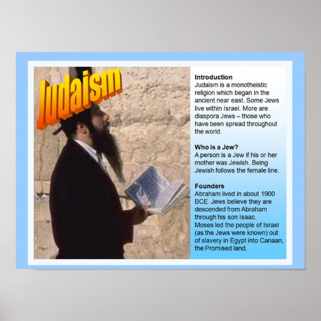 Bildung, Weltreligionen, Faktendatei für das Juden Poster (Vorne)