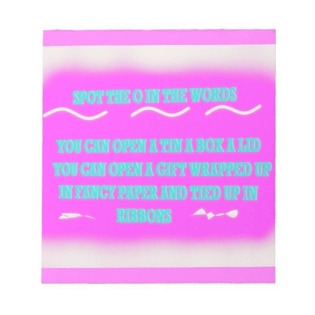 BILDUNG WÖRTER DESIGN PINK NOTIZBLOCK (Vorderseite)