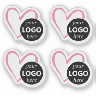 Bildvorlage für einfache Rosa Herz-gestaltete Logo Aufkleber