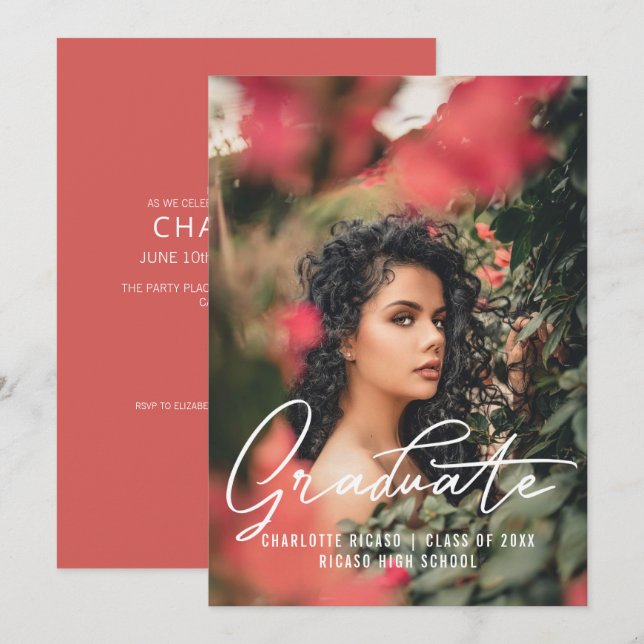 Bildvorlage Personalisiert rosa Einladung (Vorne/Hinten)