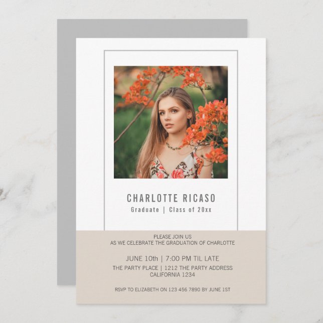 Bildvorlage Personalisiert Tan White Einladung (Vorne/Hinten)