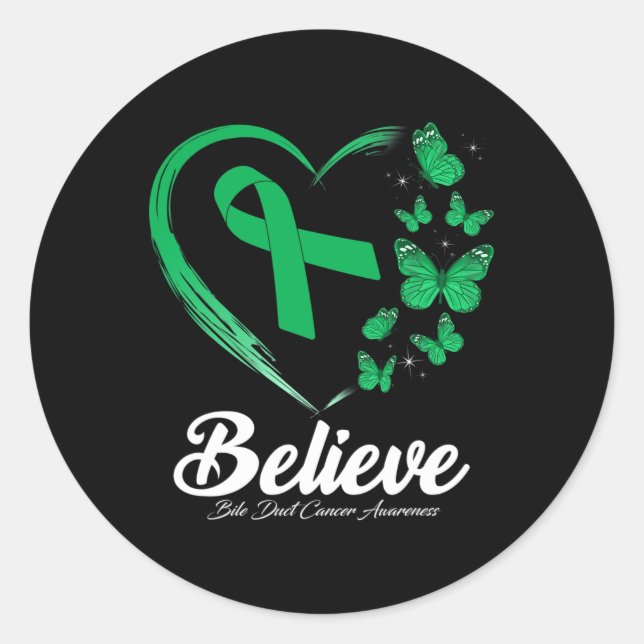 Bile Duct Cancer Awareness Butterfly Herzkrieger Runder Aufkleber (Vorderseite)