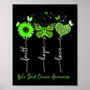 Bile Duct Cancer Awareness Faith Hope Liebe Leopar Poster