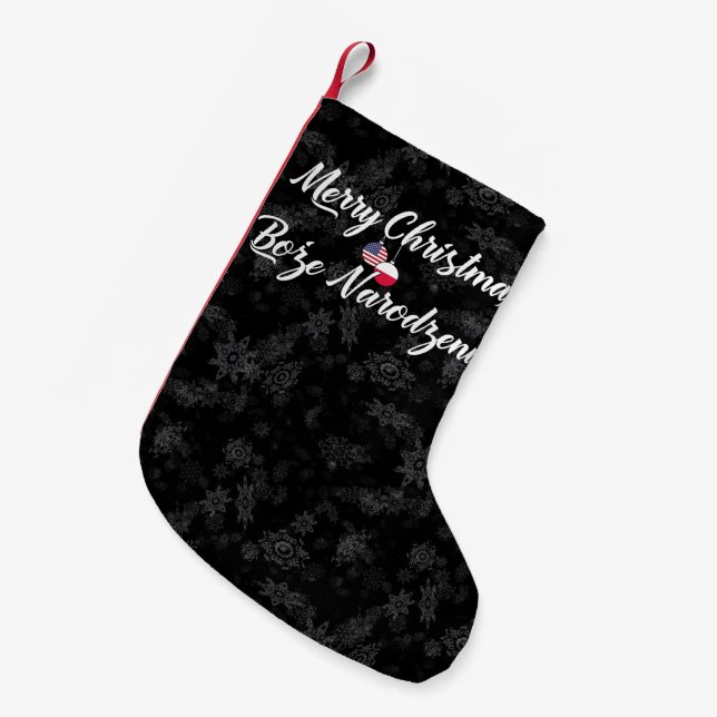 Bilingual American Xmas Strumpf Kleiner Weihnachtsstrumpf (Vorderansicht (hängend))
