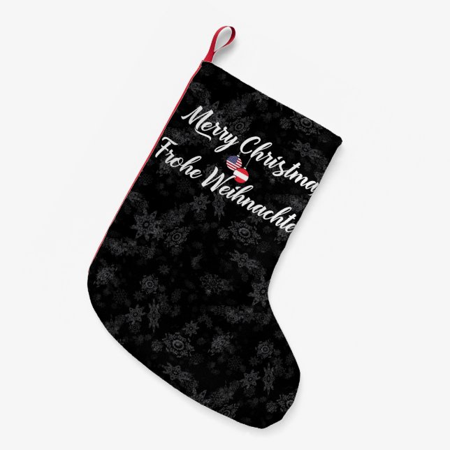 Bilingual Austrian American Xmas Strumpf Kleiner Weihnachtsstrumpf (Vorderansicht (hängend))