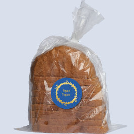 Bilingual Blue and Golden Vegan (Vegano) Food Runder Aufkleber