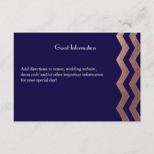 Bilingual Chic Rose Gold Zickzack Hochzeitskarte Begleitkarte