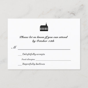 Bilingual Classic Kapel Wedding RSVP Karte