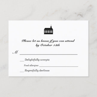 Bilingual Classic Kapel Wedding RSVP Karte